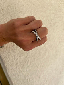 Gemstone Diamond X Ring