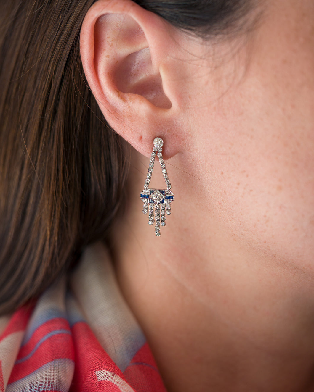 Art Deco Sapphire and Diamond Earrings