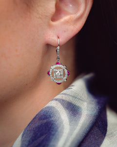 Art Deco Diamond Ruby Earring