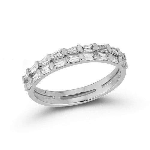 Sadie Pearl Tappered Baguette Double Row Ring