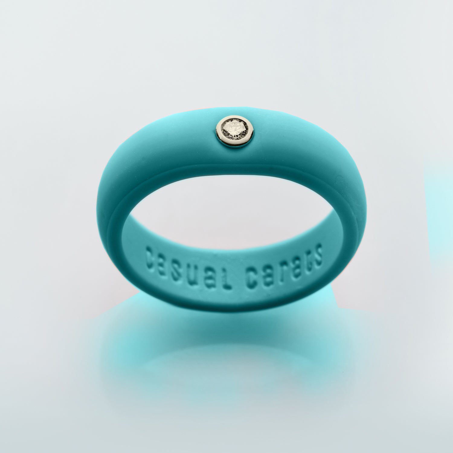 Aqua blue diamond silicone ring