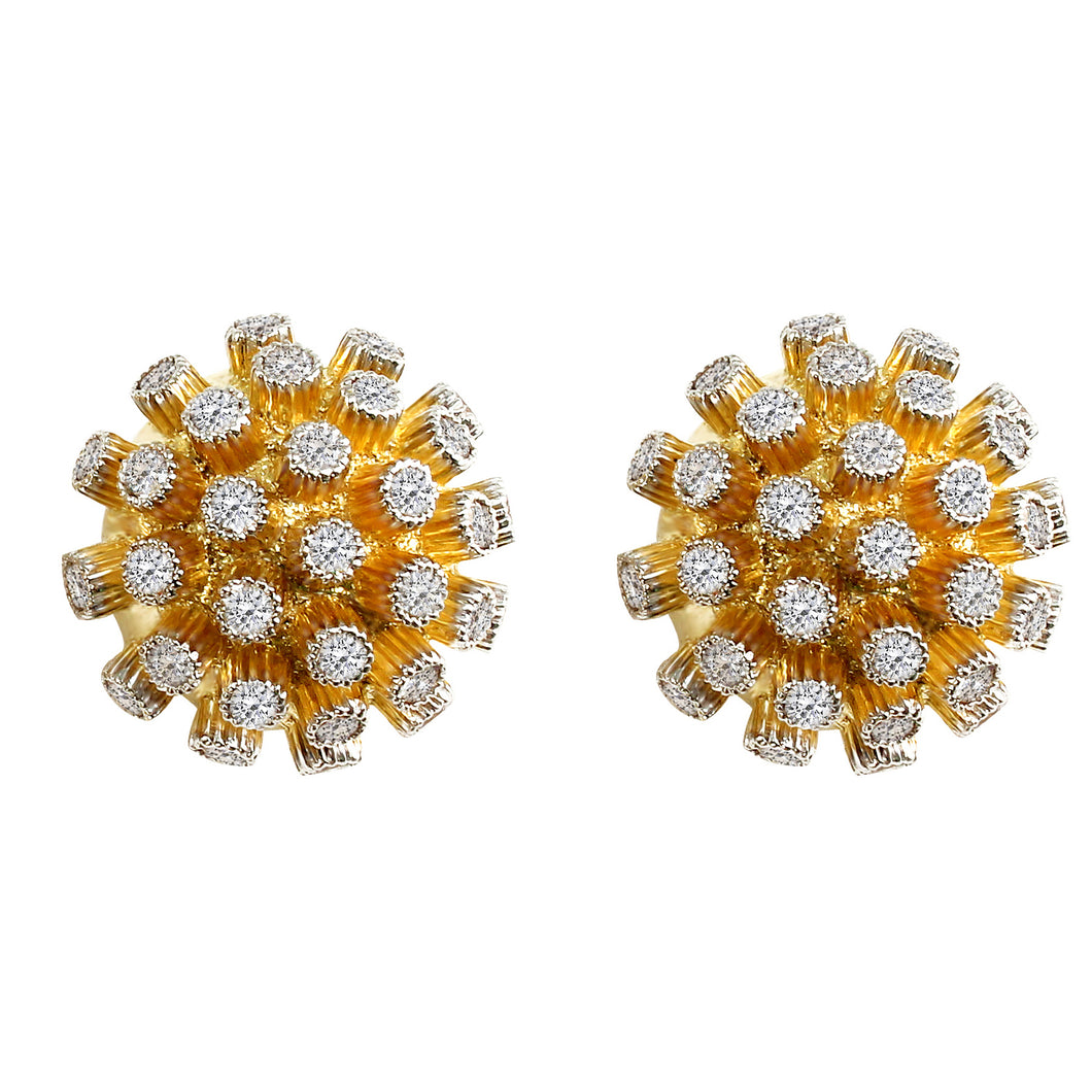 white diamond half ball earrings