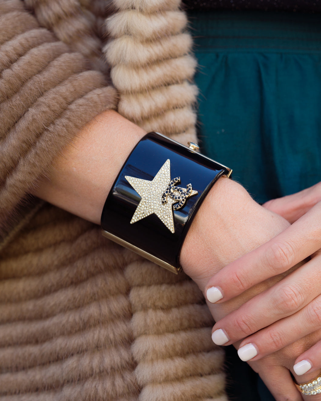 Chanel black star cuff