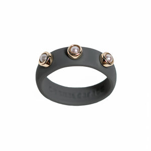 3 Stone Pearl Stone Silicone Ring