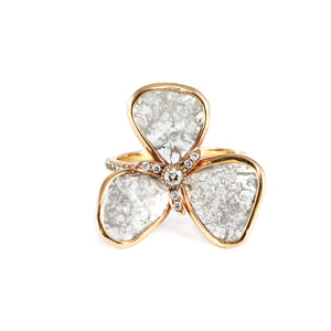 Opal & diamond floral ring