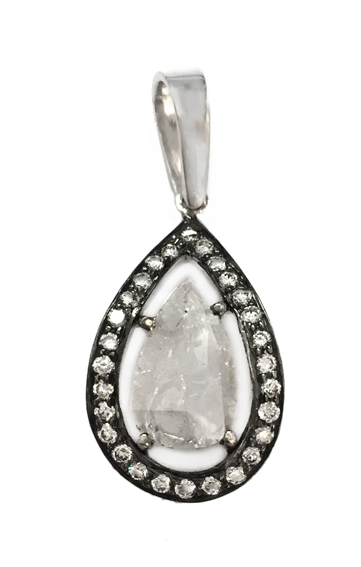 gray diamond slice with white diamond pendant