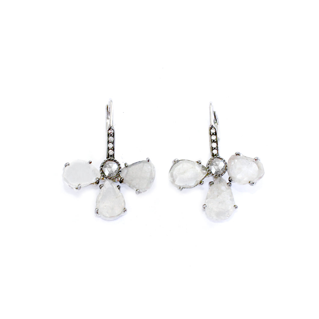grey Icy diamond with brilliant diamond earrings